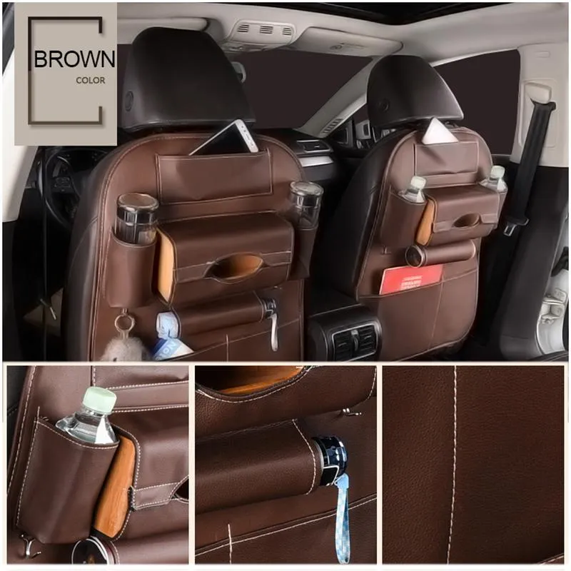 Car Seat Back Storage Bag Organizer Travel Box Pocket PU Leather Universal Stowing.