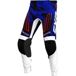 FXR Kids Clutch MX Offroad Pants Blue Camo/Red