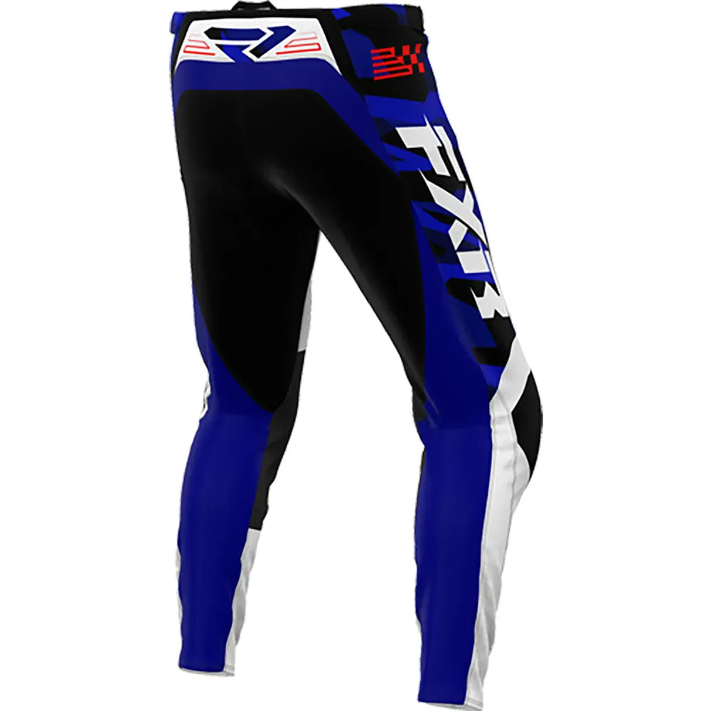 FXR Kids Clutch MX Offroad Pants Blue Camo/Red