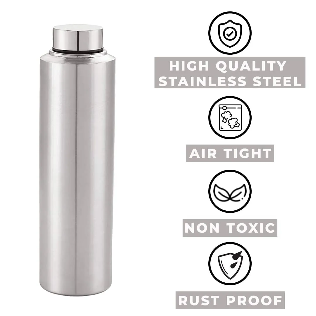 Homestic Stainless Steel Refrigerator Water Bottle | 1 Litre, Food Grade, BPA Free Lid, Non-Toxic, Rust Free | Airtight, Leak Proof & Odour Free | Water Bottles for Home, School, Office & Gym|Set of 6