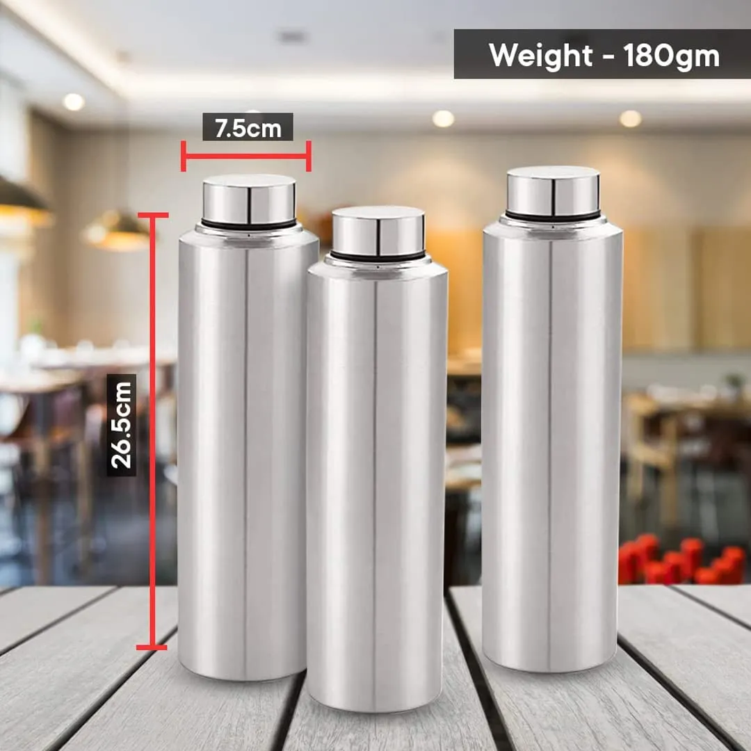 Homestic Stainless Steel Refrigerator Water Bottle | 1 Litre, Food Grade, BPA Free Lid, Non-Toxic, Rust Free | Airtight, Leak Proof & Odour Free | Water Bottles for Home, School, Office & Gym|Set of 6