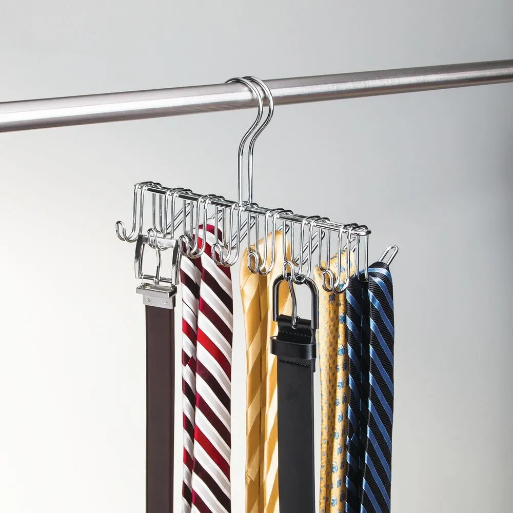 iDesign Classico Tie and Belt Rack in Chrome