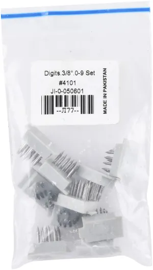 Jeffers 0 to 9 Digits Set for Standard Tattoo Outfits, 3/8" Digits