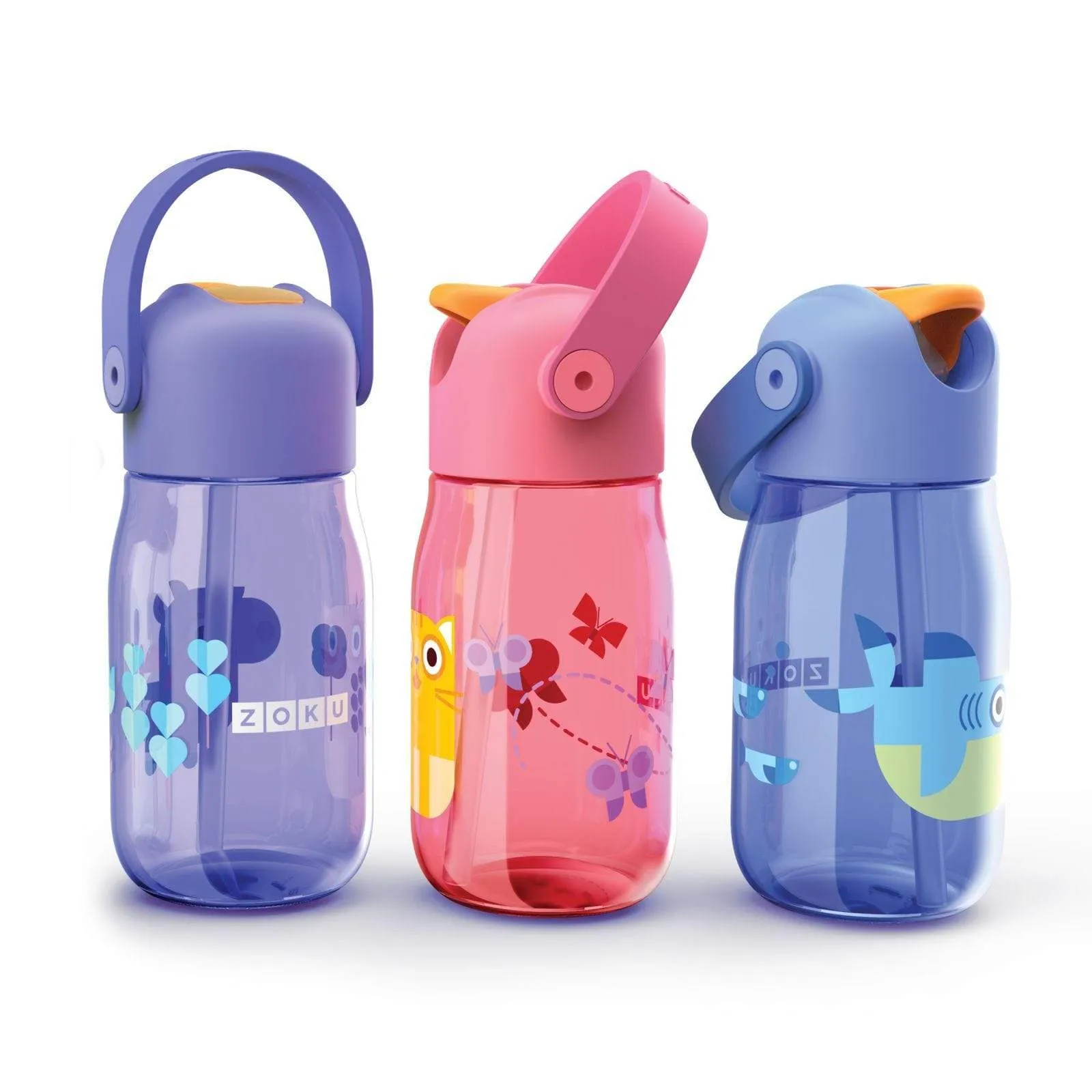 Kids Flip Straw Bottle (Blue)