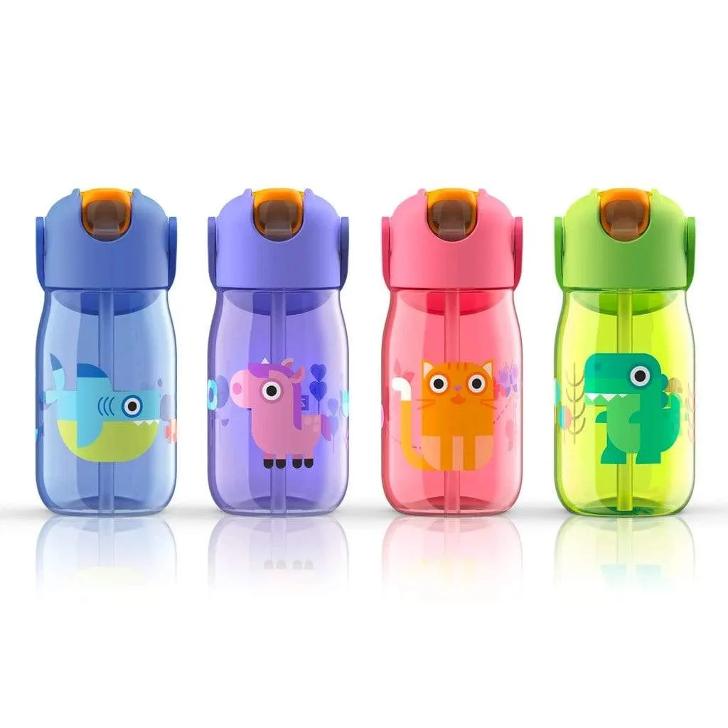 Kids Flip Straw Bottle (Blue)
