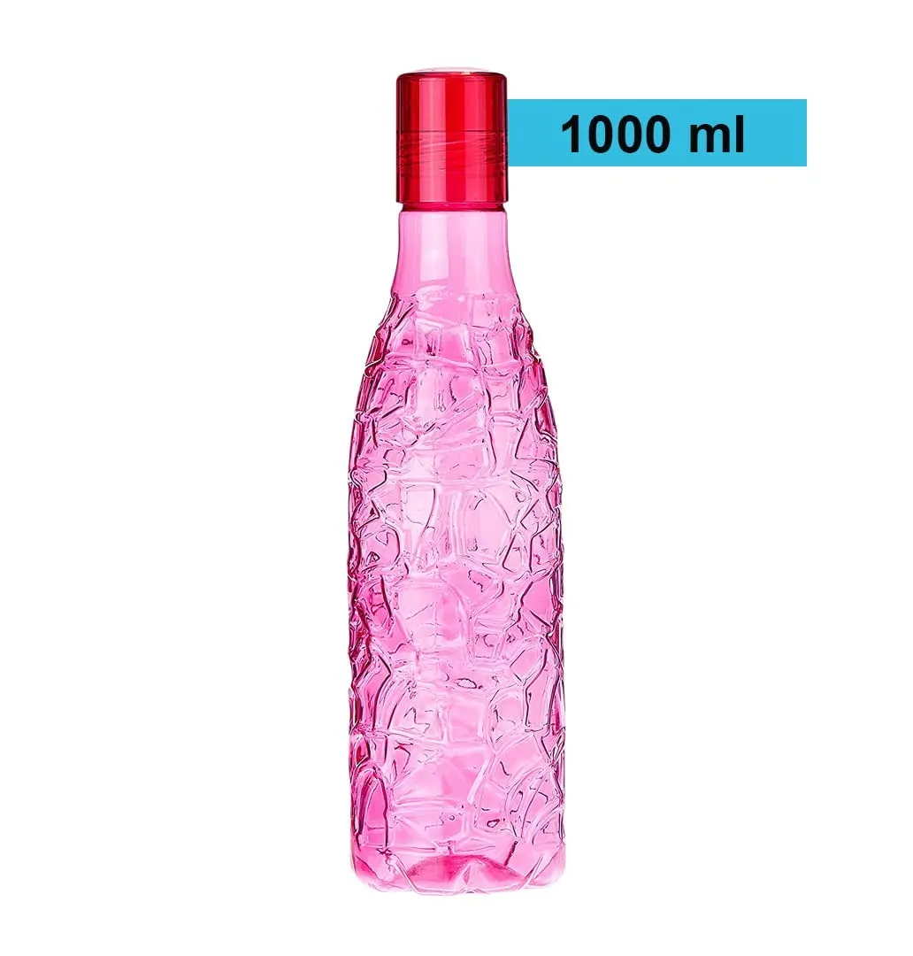 Kuber Industries BPA-Free Plastic Water Bottle|Leak Proof, Firm Grip, 100% Food Grade Plastic Bottles|for Home, Office, & Gym|Unbreakable, Freezer Proof, Fridge Water Bottle|Set of 6|Pink (Pack of 5)