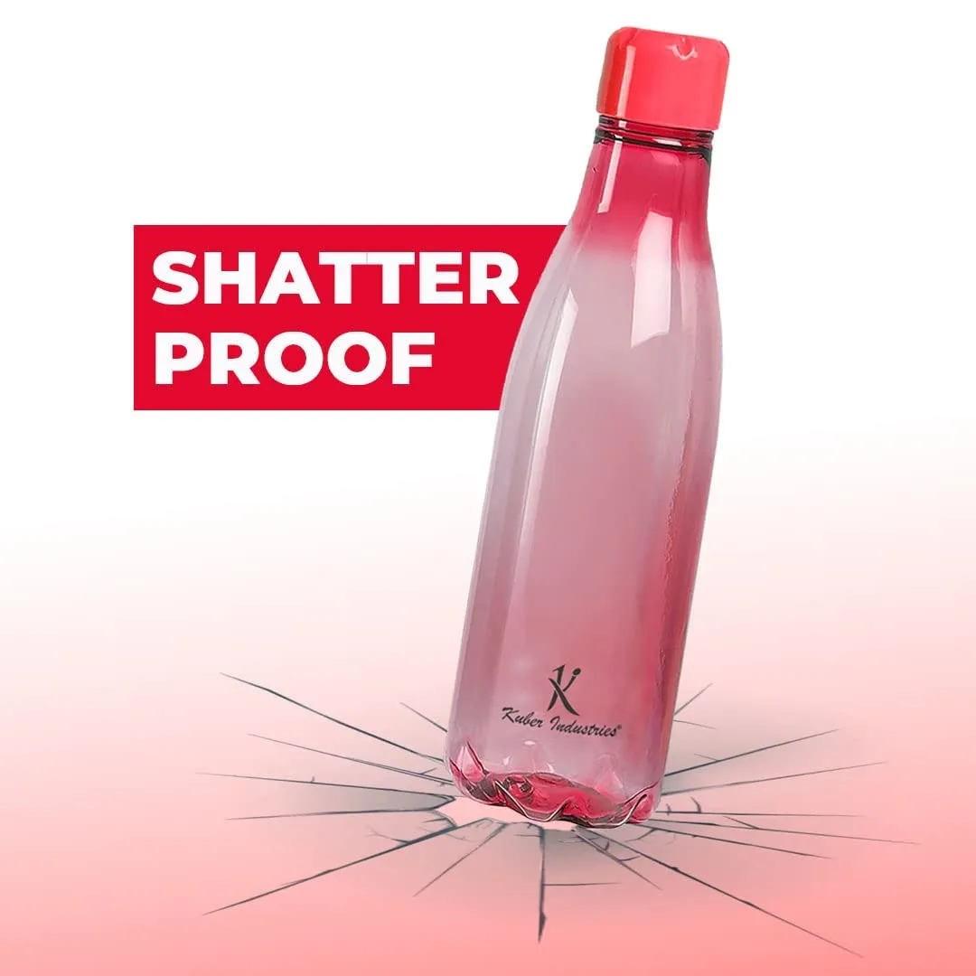 Kuber Industries BPA Free Plastic Water Bottles | Unbreakable, Leak Proof, 100% Food Grade Plastic | For Kids & Adults | Refrigerator Plastic Bottle Set of 4|PINK (Pack Of 2)