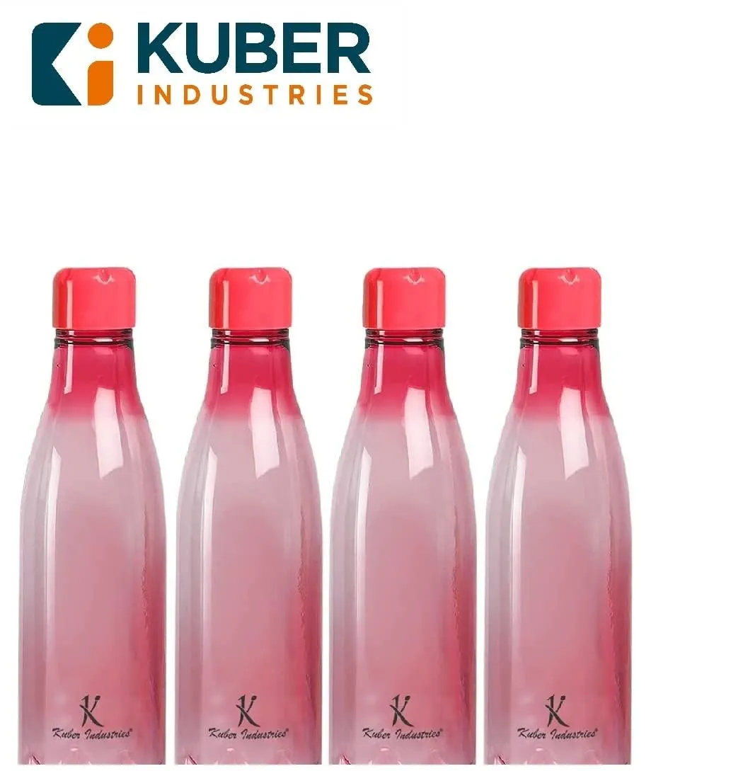 Kuber Industries BPA Free Plastic Water Bottles | Unbreakable, Leak Proof, 100% Food Grade Plastic | For Kids & Adults | Refrigerator Plastic Bottle Set of 4|PINK (Pack Of 2)