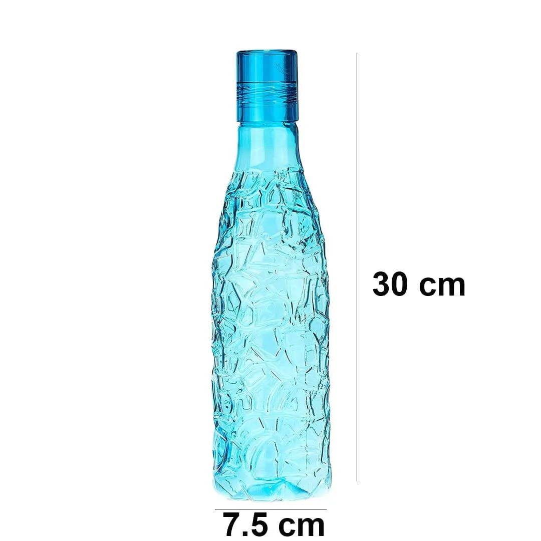 Kuber Industries Set of 4 Plastic Water Bottle | 1 Litre Round Plastic Water Bottle | Refrigerator Safe and BPA free PET Water Bottle |Perfect For School College Work Gym | Pack of 5 | Blue
