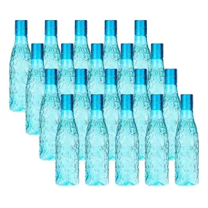 Kuber Industries Set of 4 Plastic Water Bottle | 1 Litre Round Plastic Water Bottle | Refrigerator Safe and BPA free PET Water Bottle |Perfect For School College Work Gym | Pack of 5 | Blue