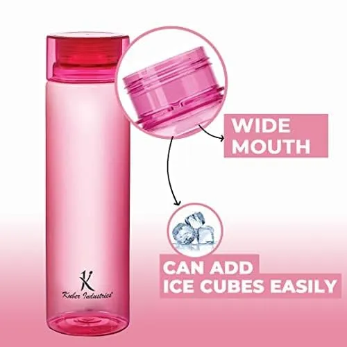 Kuber Industries Set of 4 Plastic Water Bottle | 1 Litre Round Plastic Water Bottle | Refrigerator Safe and BPA free Water Bottle | Perfect For School College Work Gym | Pack of 3 | Assorted