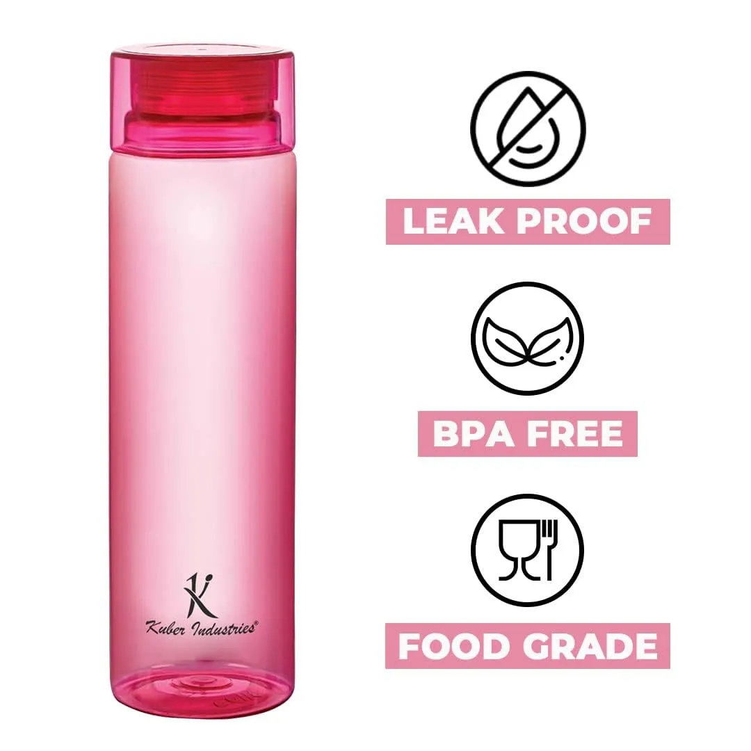 Kuber Industries Set of 4 Plastic Water Bottle | 1 Litre Round Plastic Water Bottle | Refrigerator Safe and BPA free Water Bottle | Perfect For School College Work Gym | Pack of 3 | Assorted
