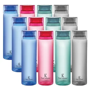 Kuber Industries Set of 4 Plastic Water Bottle | 1 Litre Round Plastic Water Bottle | Refrigerator Safe and BPA free Water Bottle | Perfect For School College Work Gym | Pack of 3 | Assorted