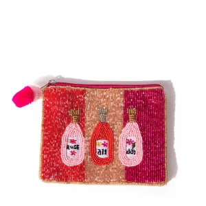 LA CHIC DESIGNS | Rosé All Day Beaded Coin Pouch