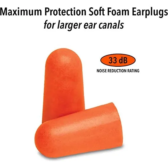 Macks Maximum Protection Foam Earplugs (NRR 33 | Tub of 100 pairs)