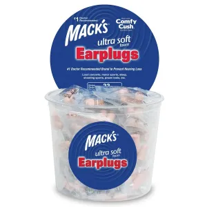 Macks Ultra Soft Foam Ear Plugs (NRR 33 | Tub of 100 Pairs)