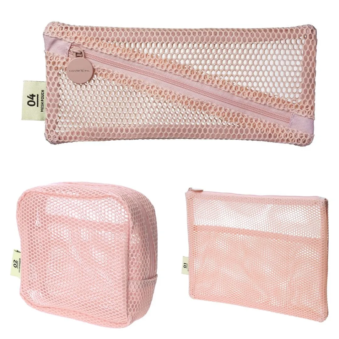 Mesh Pencil Case Light Pink