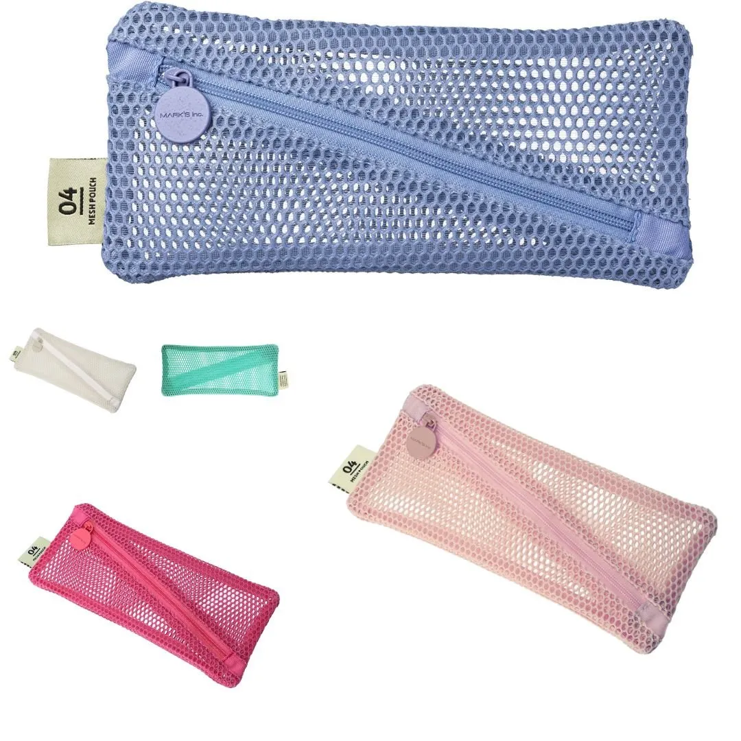 Mesh Pencil Case Light Pink