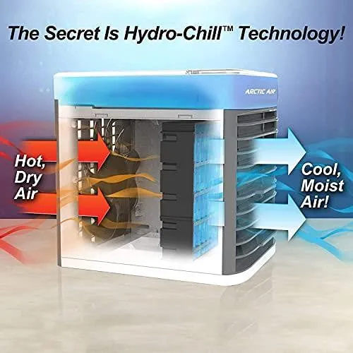 Ontel Arctic Air Pure Chill Evaporative Ultra Portable Personal Air Cooler with 4-Speed Air Vent
