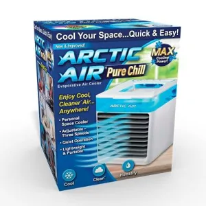 Ontel Arctic Air Pure Chill Evaporative Ultra Portable Personal Air Cooler with 4-Speed Air Vent