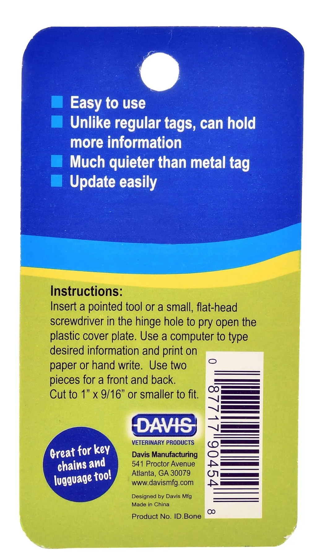 Plastic Bone I.D. Tag, Clear