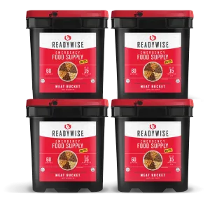 Ready to Eat 240 Serving Meat Bundle with 4 Freeze Dried Meat Buckets - Readywise
