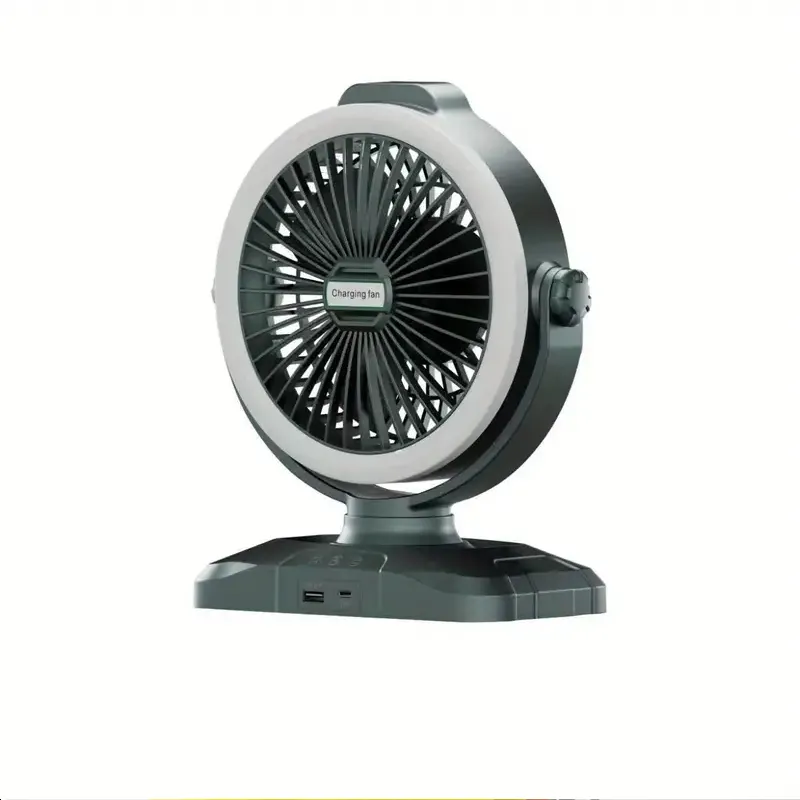 Rechargeable Table Fan With Led Light   Usb To Charge Phone - Pm-032