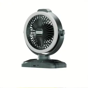Rechargeable Table Fan With Led Light   Usb To Charge Phone - Pm-032