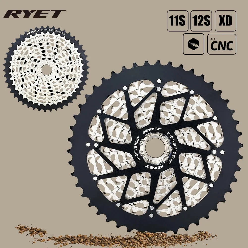 RYET 11S Cassette 9-46T Mountains Freewheel XD Core Ultralight 363g Steel Durable 11S Sprocket 9-46T Bike Cassette Cycling Parts