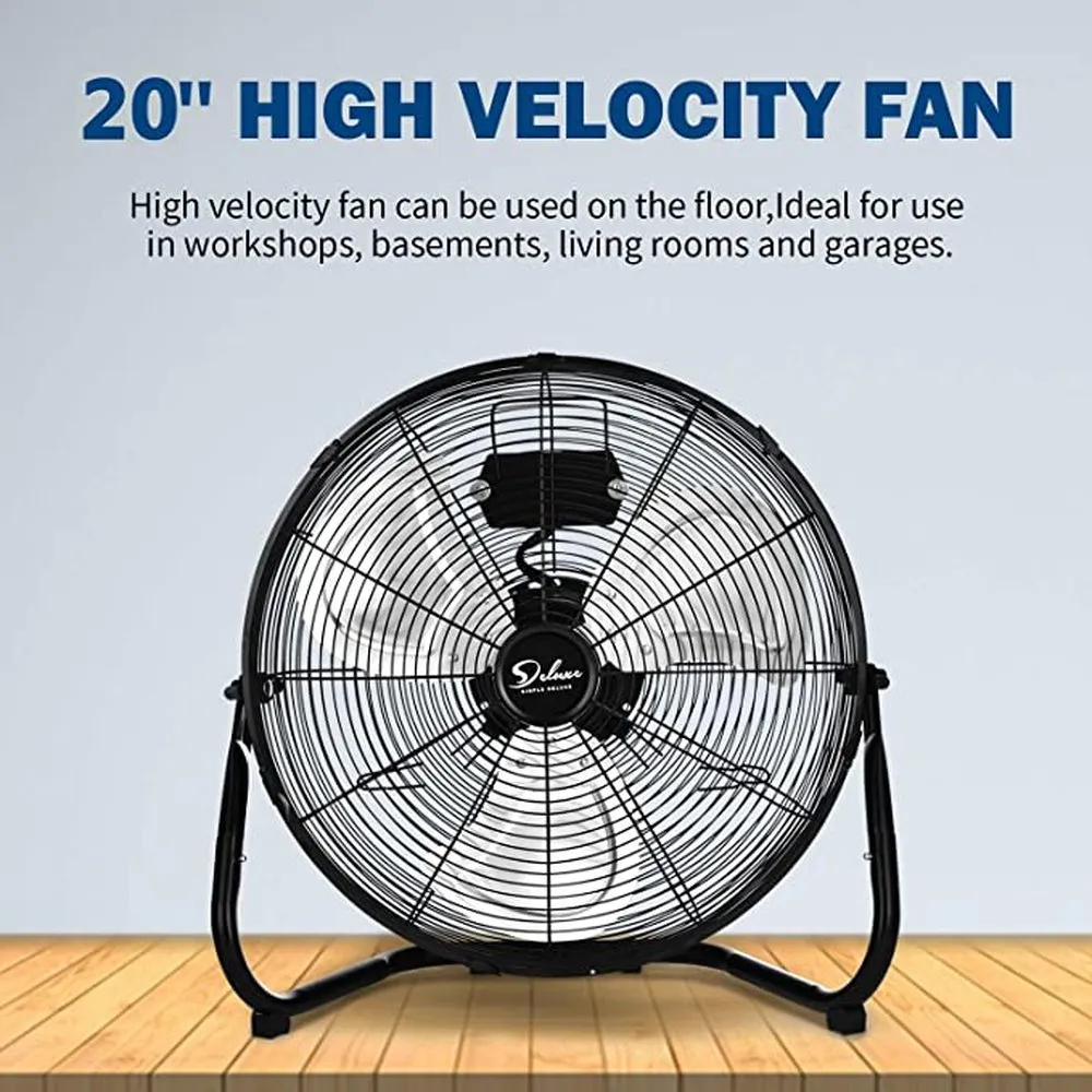 Simple Deluxe 20 Inch 3-Speed High Velocity Heavy Duty Metal Industrial Floor Fans