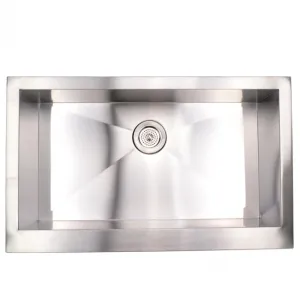 Stainless Steel Farmhouse / Apron Front Kitchen Sink, No Holes, 1 Bowl, 33"L x 20"W