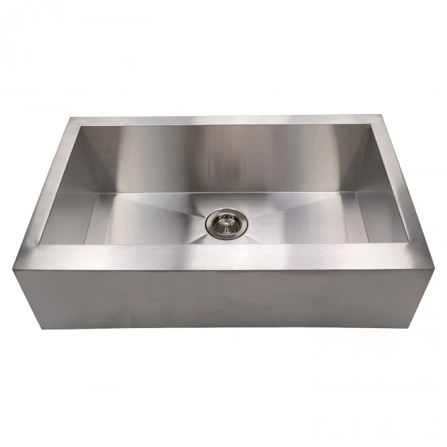 Stainless Steel Farmhouse / Apron Front Kitchen Sink, No Holes, 1 Bowl, 33"L x 20"W