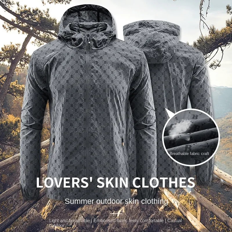 UV Sun Protection Skin Thin Jacket With Letter B Print - SF1671