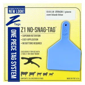 Z Tags 1 piece cow blank (Blue) 25 pack